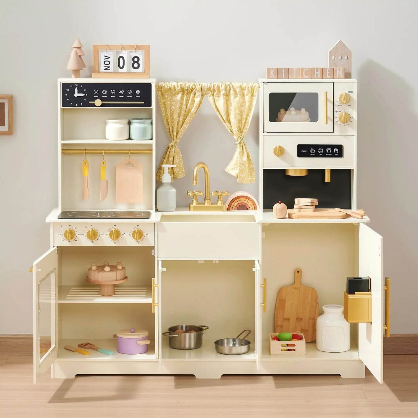 Tiny Land® Iconic Play Kitchen - Cream w/ Doors Open