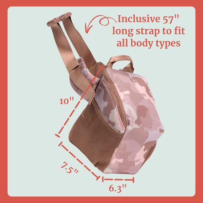 Idaho Jones Pumping Bag with measurements and text on a light blue background