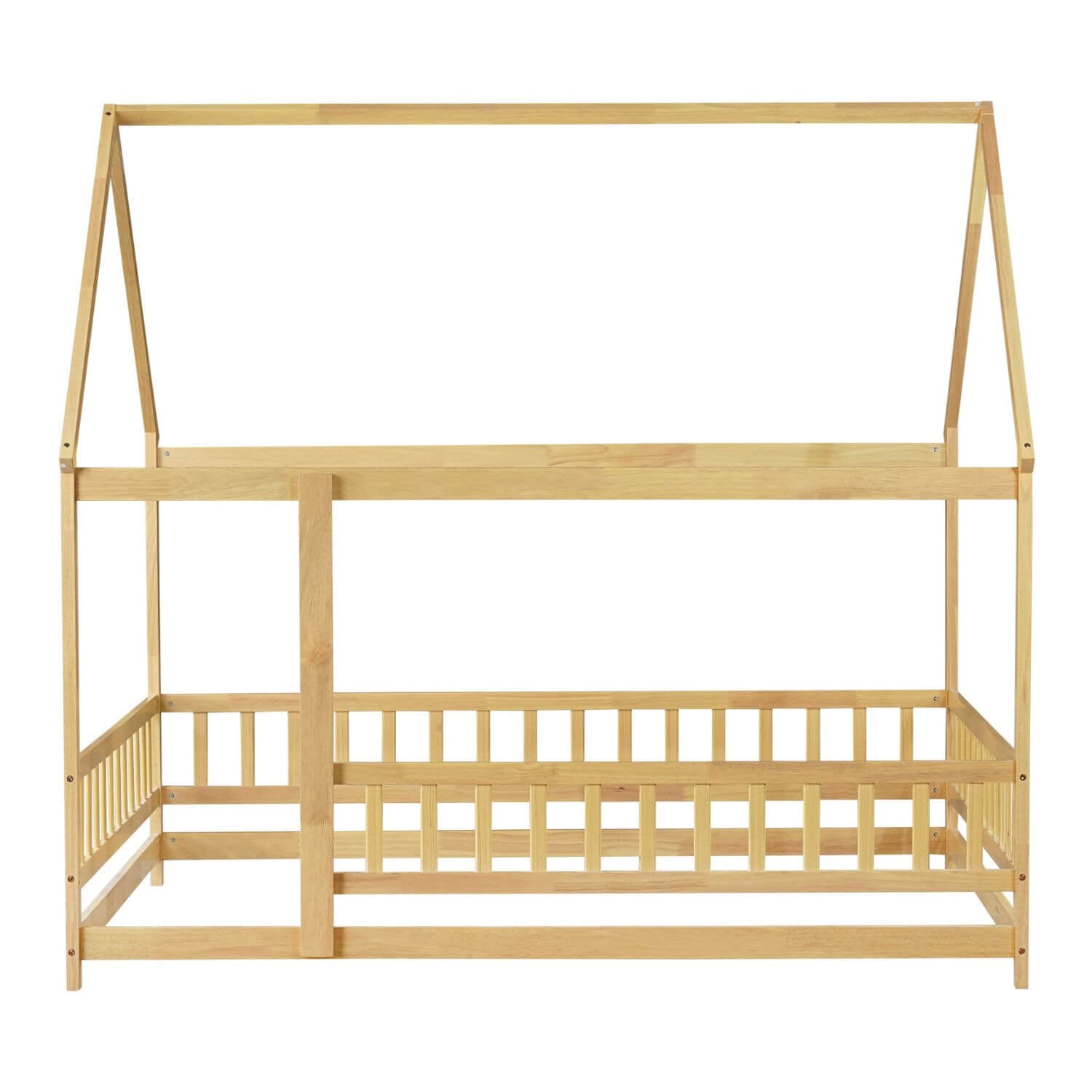 Inspirit Full Size House Floor Wooden Bed - Natural