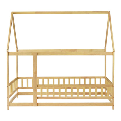 Inspirit Full Size House Floor Wooden Bed - Natural