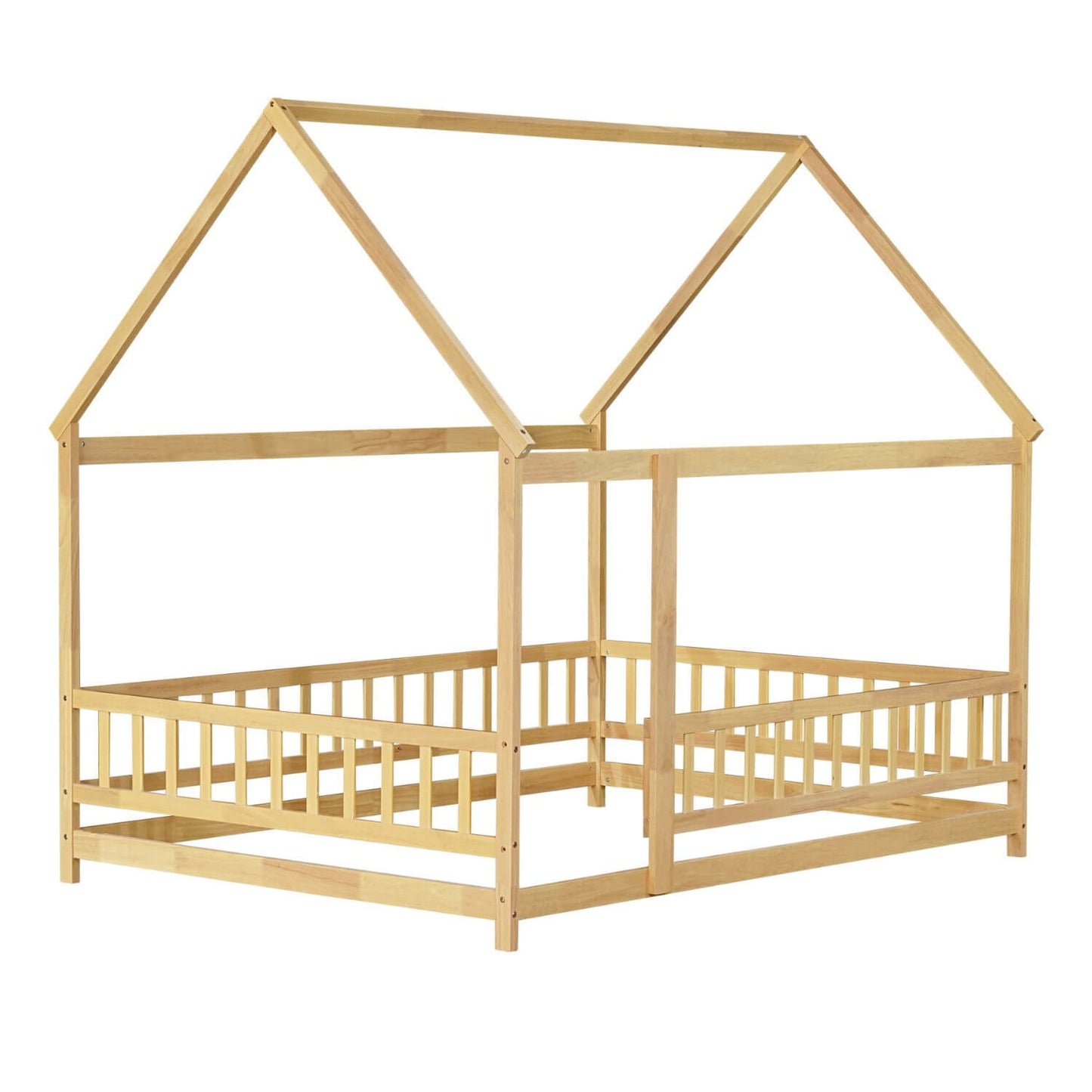 Inspirit Full Size House Floor Wooden Bed - Natural