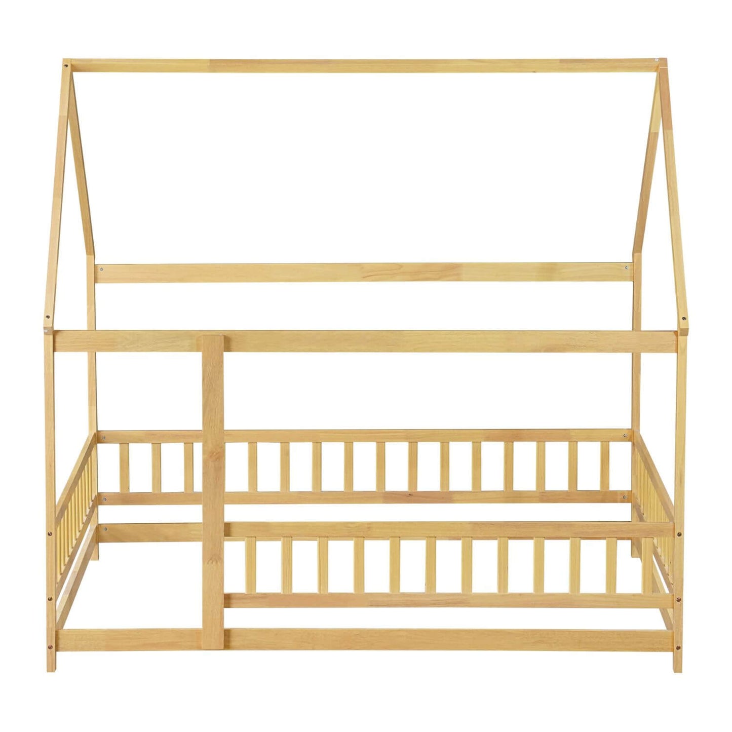 Inspirit Full Size House Floor Wooden Bed - Natural