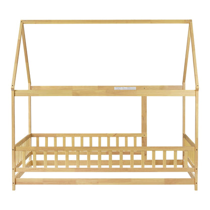 Inspirit Full Size House Floor Wooden Bed - Natural