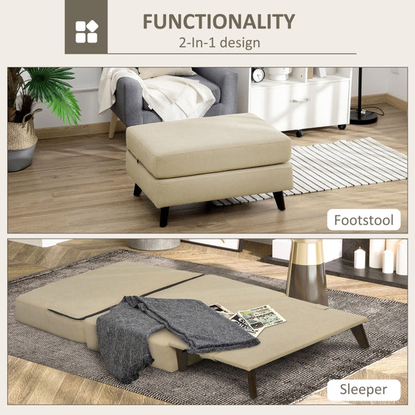HOMCOM Convertible Sofa Bed | Ottoman Sleeper | Cozy Floor Sofa - Beige