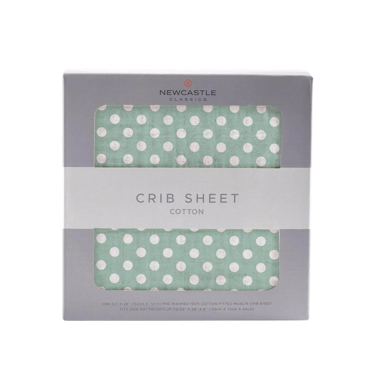 Newcastle Classics Jade Polka Dot Cotton Muslin Crib Sheet