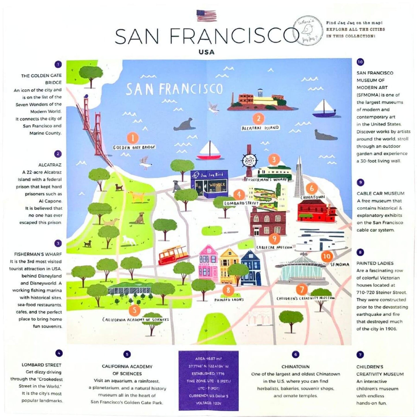 Jaq Jaq Bird Cities of Wonder Color It & Go Erasable Book - San Francisco