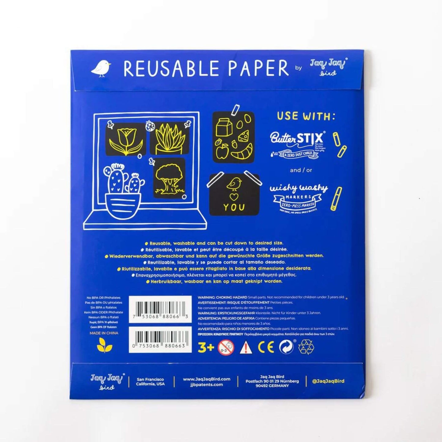 Jaq Jaq Bird Reusable & Erasable Paper – Blue Package