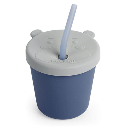 Haakaa Jolly Hippo Silicone Sippy Cup - Bluestone