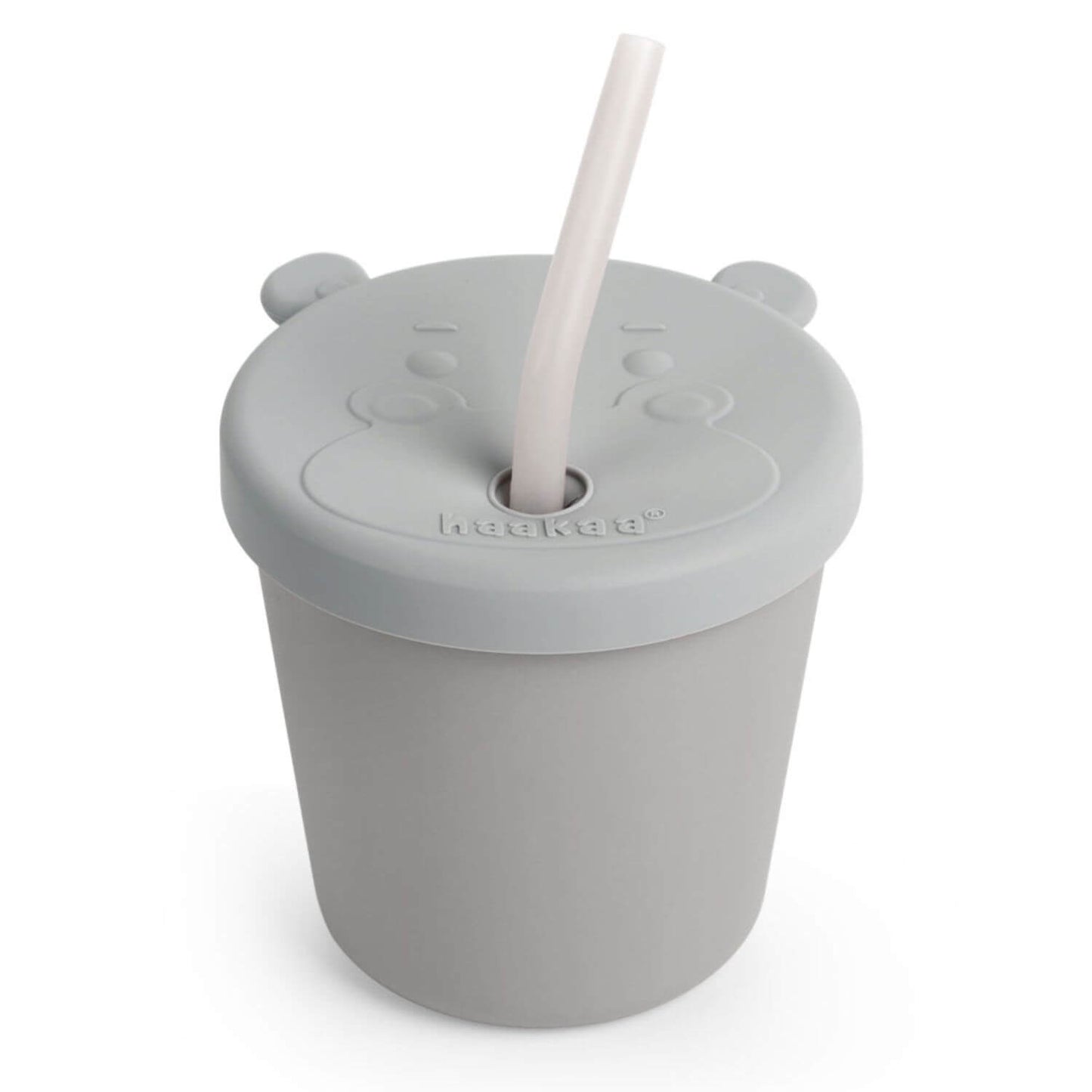 Haakaa Jolly Hippo Silicone Sippy Cup - Grey