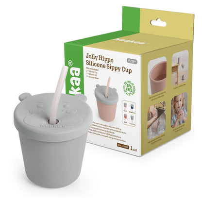 Haakaa Jolly Hippo Silicone Sippy Cup - Grey
