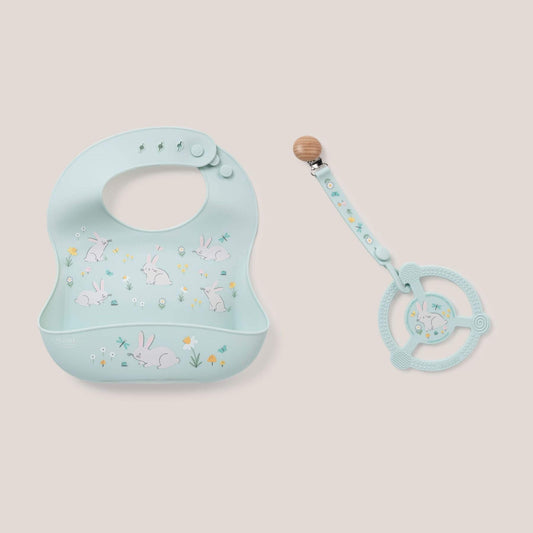 JuJuBe Bib and Teether Baby Bundle - Bunny Hollow
