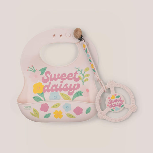 JuJuBe Bib and Teether Baby Bundle - Sweet Daisy