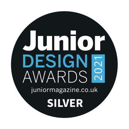 Junior Design Awards 2021 silver medal logo on a black background