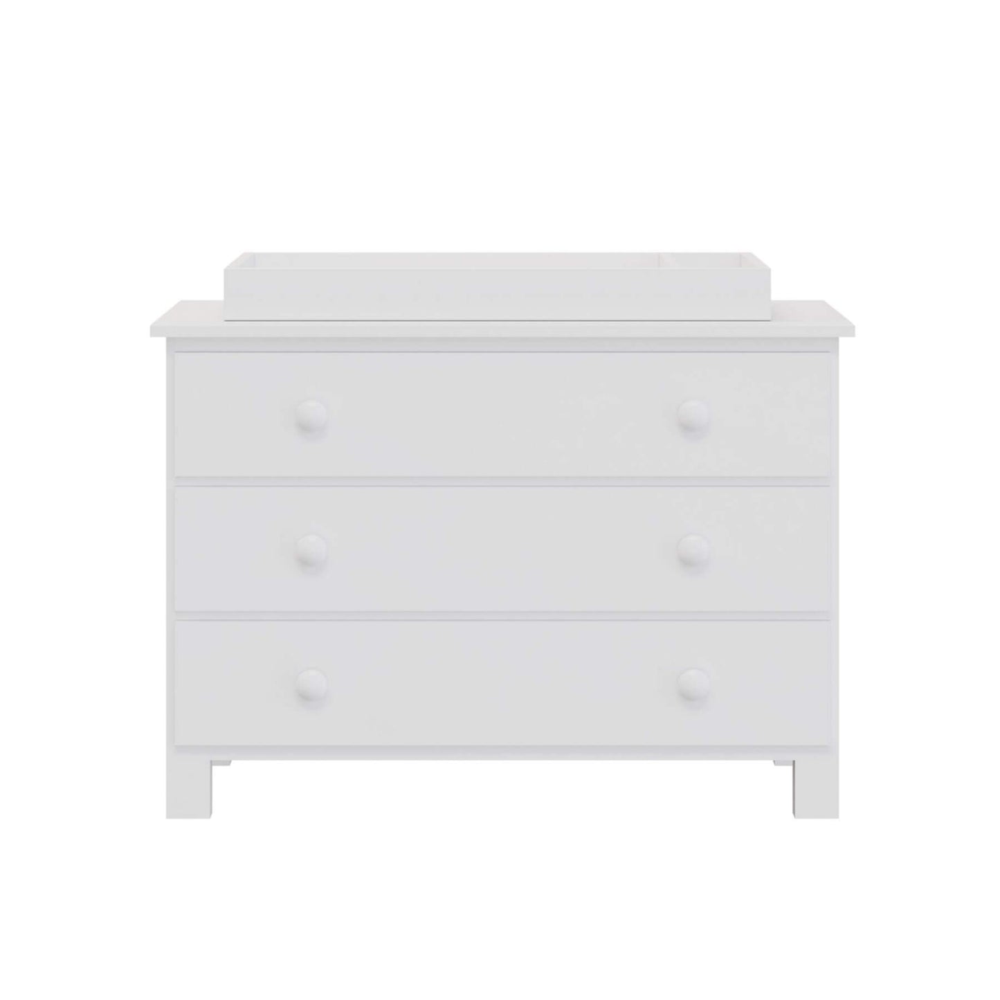 "Just White"  Three Drawer Dresser with changing tray