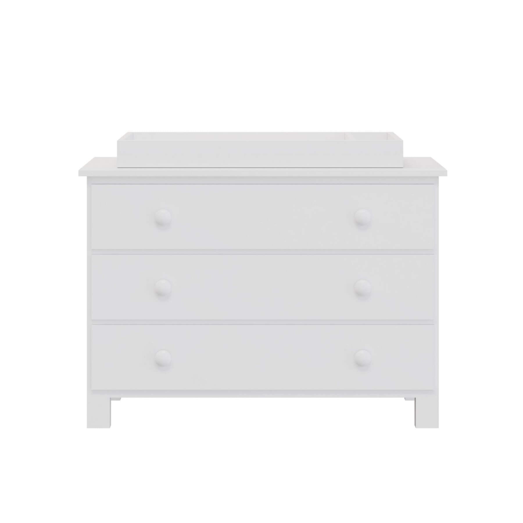 "Just White"  Three Drawer Dresser with changing tray
