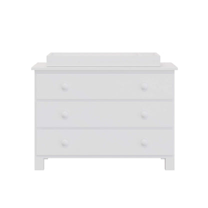 "Just White"  Three Drawer Dresser with changing tray