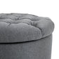 HOMCOM Round Grey Storage Stool | Button Tufted | Nursery & Multi-Use