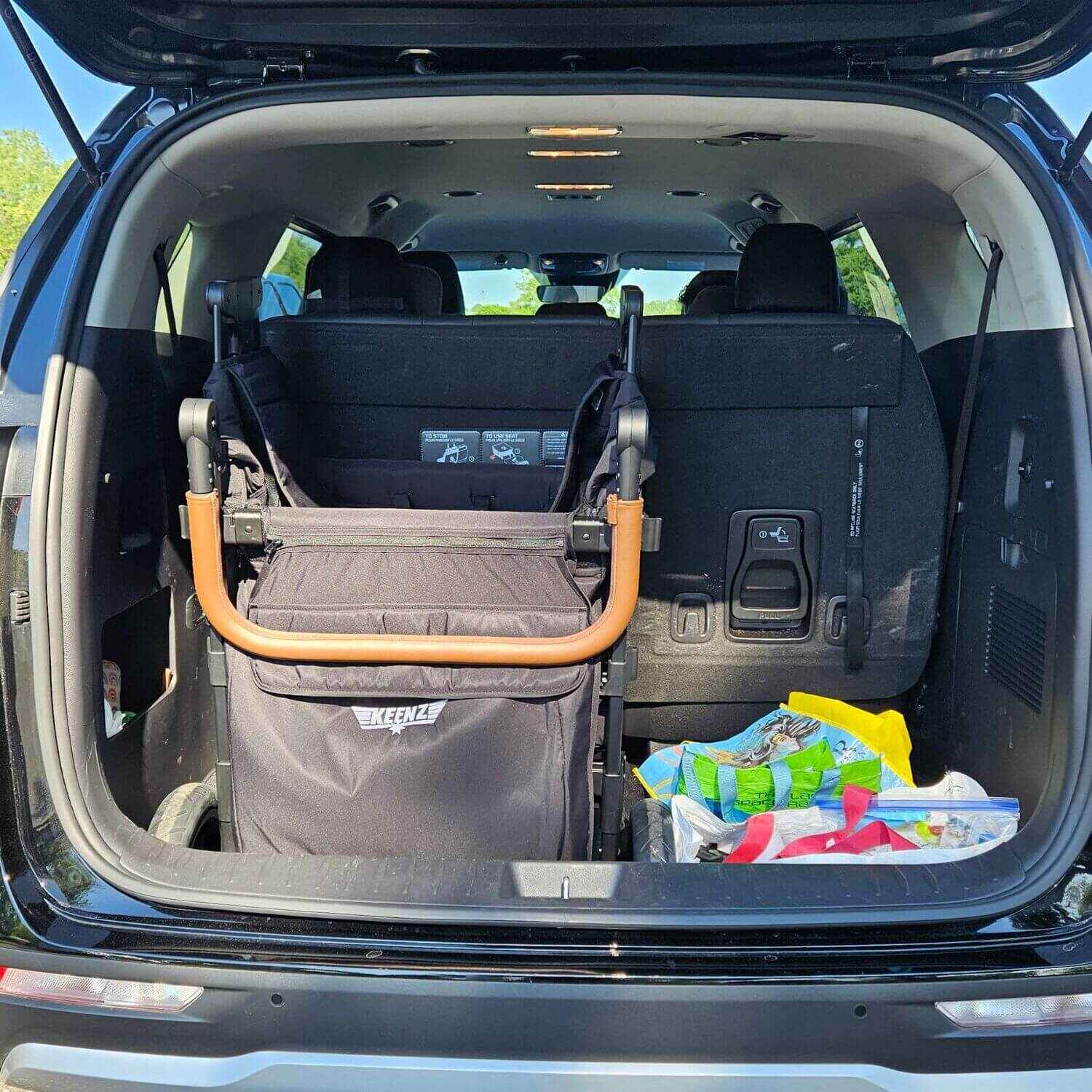 Folded Keenz DUO Stroller Wagon in Trunk