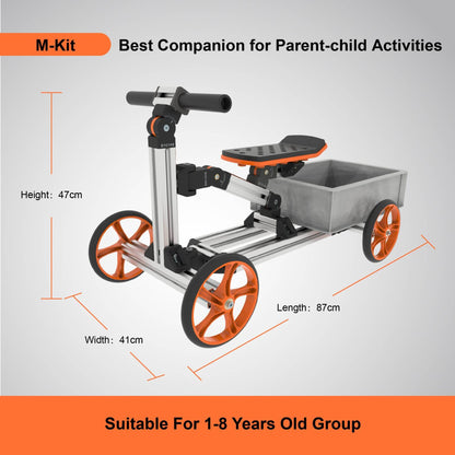 KidRock Buildable Kit 20 in 1 Kids Balance Bike - M Kit, suitable for parent-child activities, on a gray background.