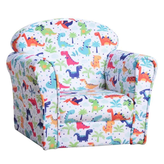 Qaba Kid's Armchair with Dinosaur Design and Thick Padding, Multi-Colored