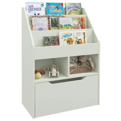 HOMCOM Kids Bookcase Multi-Shelf Book Rack with Mobile Drawer, Pale Green