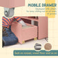 Detail of HOMCOM Kids Bookcase Multi-Shelf Book Rack with Mobile Drawer Pink