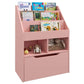 HOMCOM Kids Bookcase Multi-Shelf Book Rack with Mobile Drawer Pink