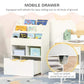 Detail of HOMCOM Kids Bookcase Multi-Shelf Book Rack with Mobile Drawer White