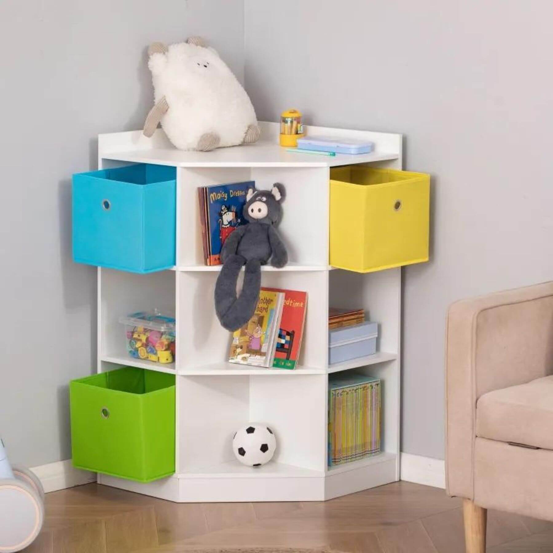 HOMCOM Kids Corner Cabinet White