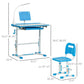 Qaba Kids Desk and Chair Set, Height Adjustable School Study Table and Chair, Blue