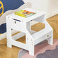 Qaba Kids Kitchen Step Stool with Adjustable Standing Platform Grey