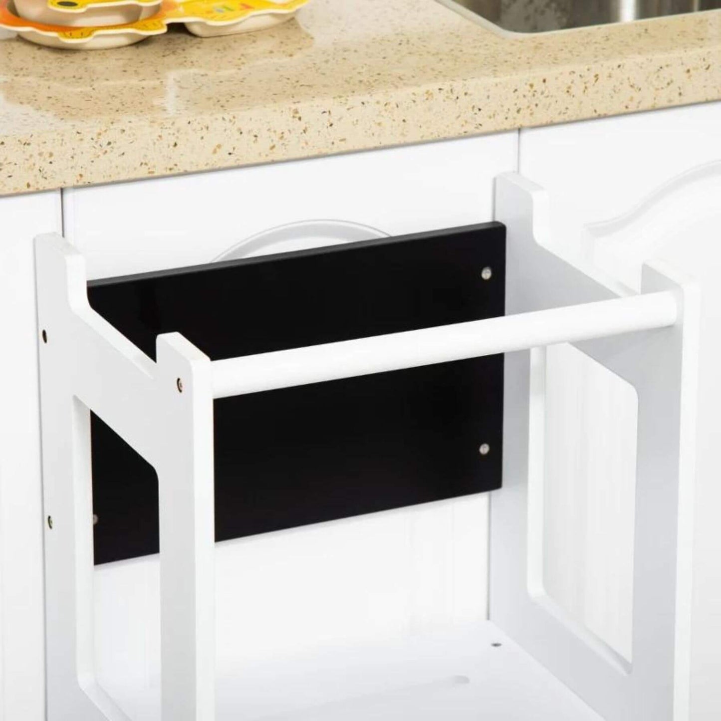 Detail of Qaba Kids Kitchen Step Stool with Adjustable Standing Platform Grey