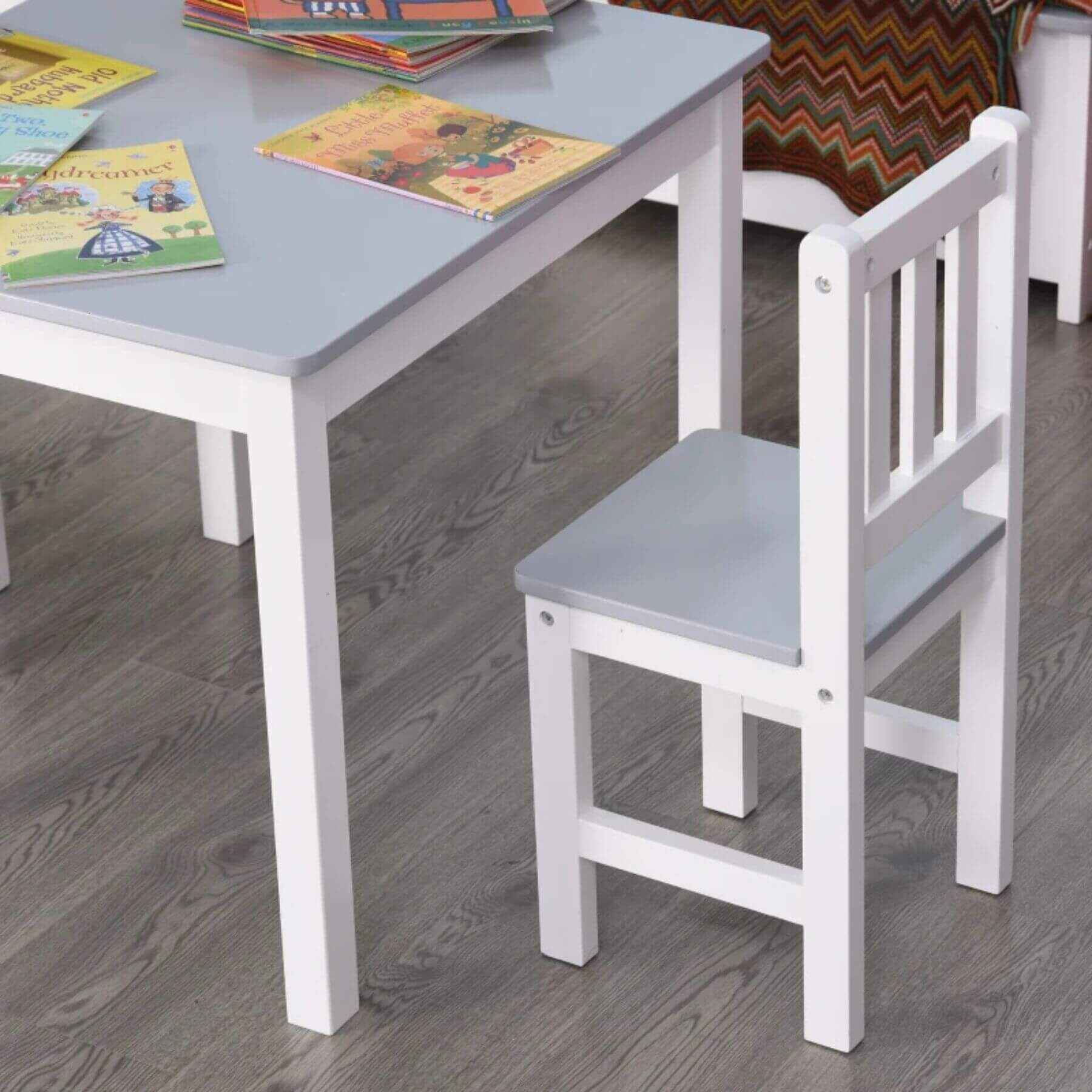 Detail of Qaba Kids Table and 2 Chairs Set Toddler Multi-usage Desk Grey