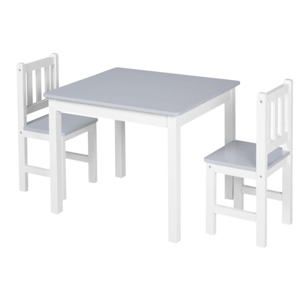 Qaba Kids Table and 2 Chairs Set Toddler Multi-usage Desk Grey