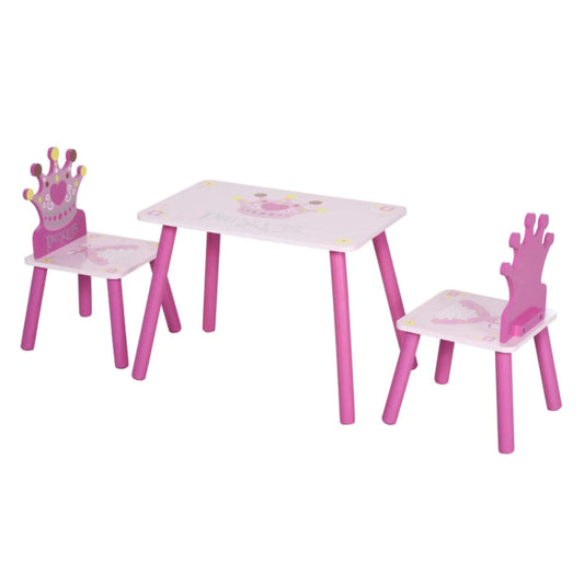 Qaba Kids Table and 2 Chairs Set Toddler Multi-usage Desk Pink