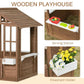 Details of Outsunny Kids Outdoor Wooden Playhouse Brown