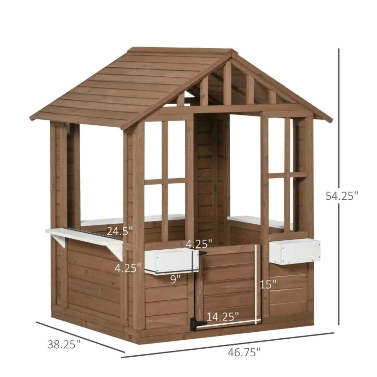 Outsunny Kids Outdoor Wooden Playhouse Brown