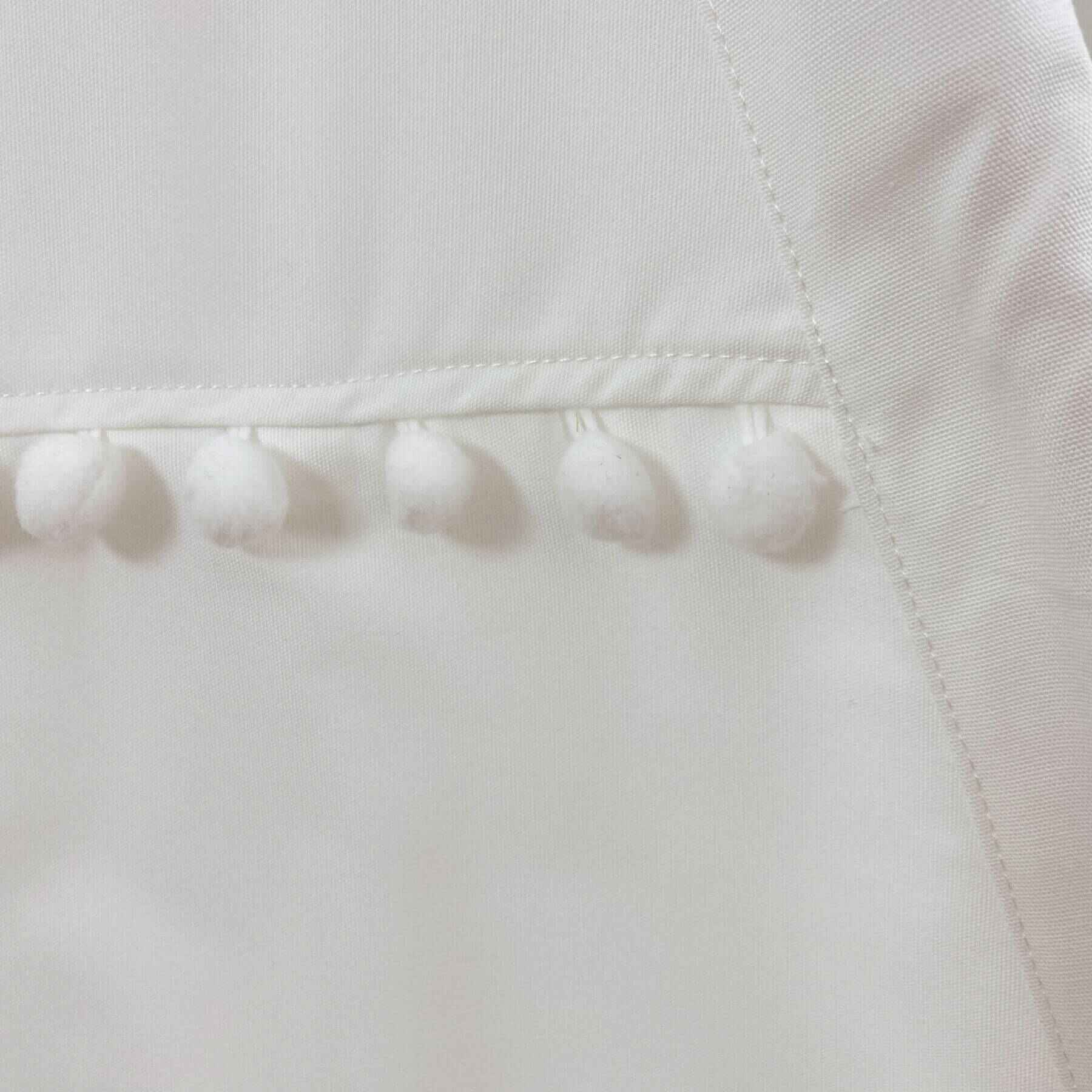Detail of Domestic Objects Handmade Kids Play Tent in Cotton Canvas, White Pom Pom Trim