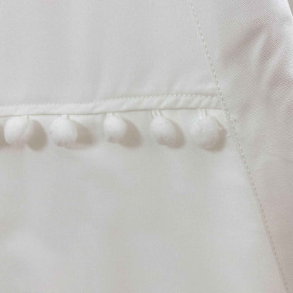 Detail of Domestic Objects Handmade Kids Play Tent in Cotton Canvas, White Pom Pom Trim