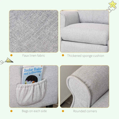 Detail of Qaba Kids Recliner Chair Children Sofa Angle Adjustable Single Lounger Light Grey