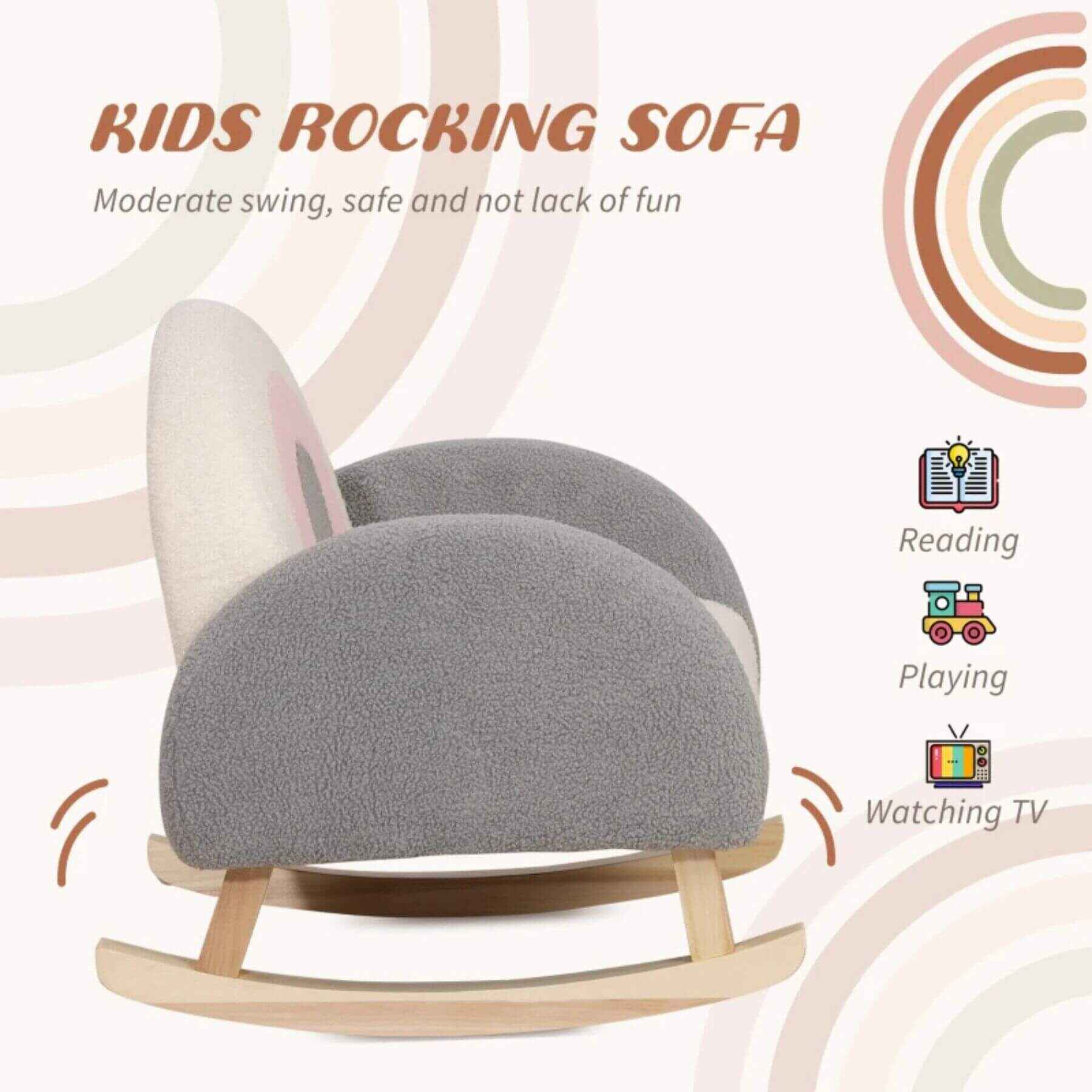 Side View of Qaba Kids Rocking Sofa Chair Gray