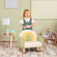 Girl Standing Behind Qaba Kids Rocking Sofa Chair Green