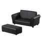 Qaba Kids Sofa Set with Footstool for Toddlers and Babies, Black