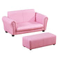 Qaba Kids Sofa Set with Footstool for Toddlers and Babies, Pink