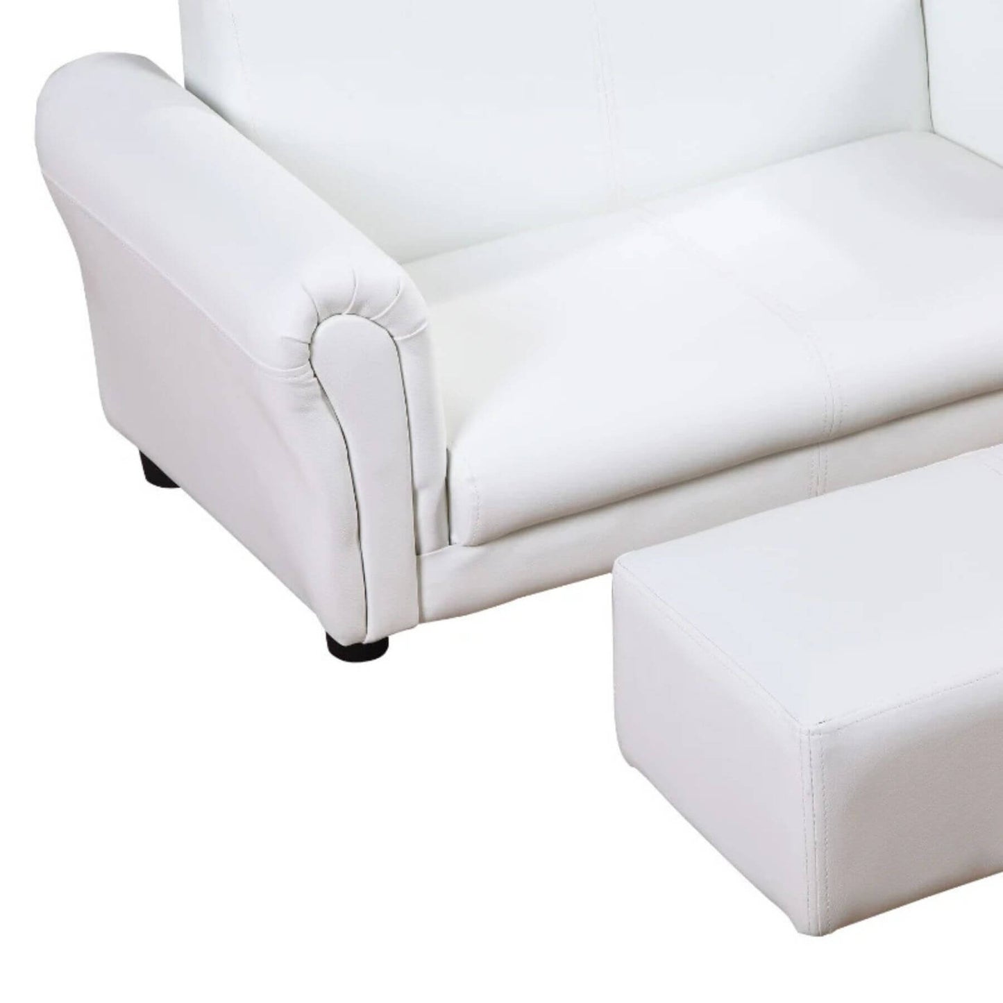 Detail of Qaba Kids Sofa Set with Footstool for Toddlers and Babies, White