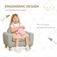 Girl Sitting on Qaba Kids Sofa with Cat Ear Backrest and Wooden Legs, Grey