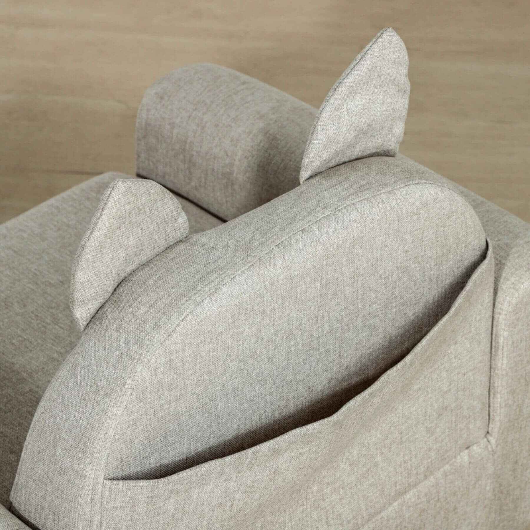 Detail of Qaba Kids Sofa with Cat Ear Backrest and Wooden Legs, Grey