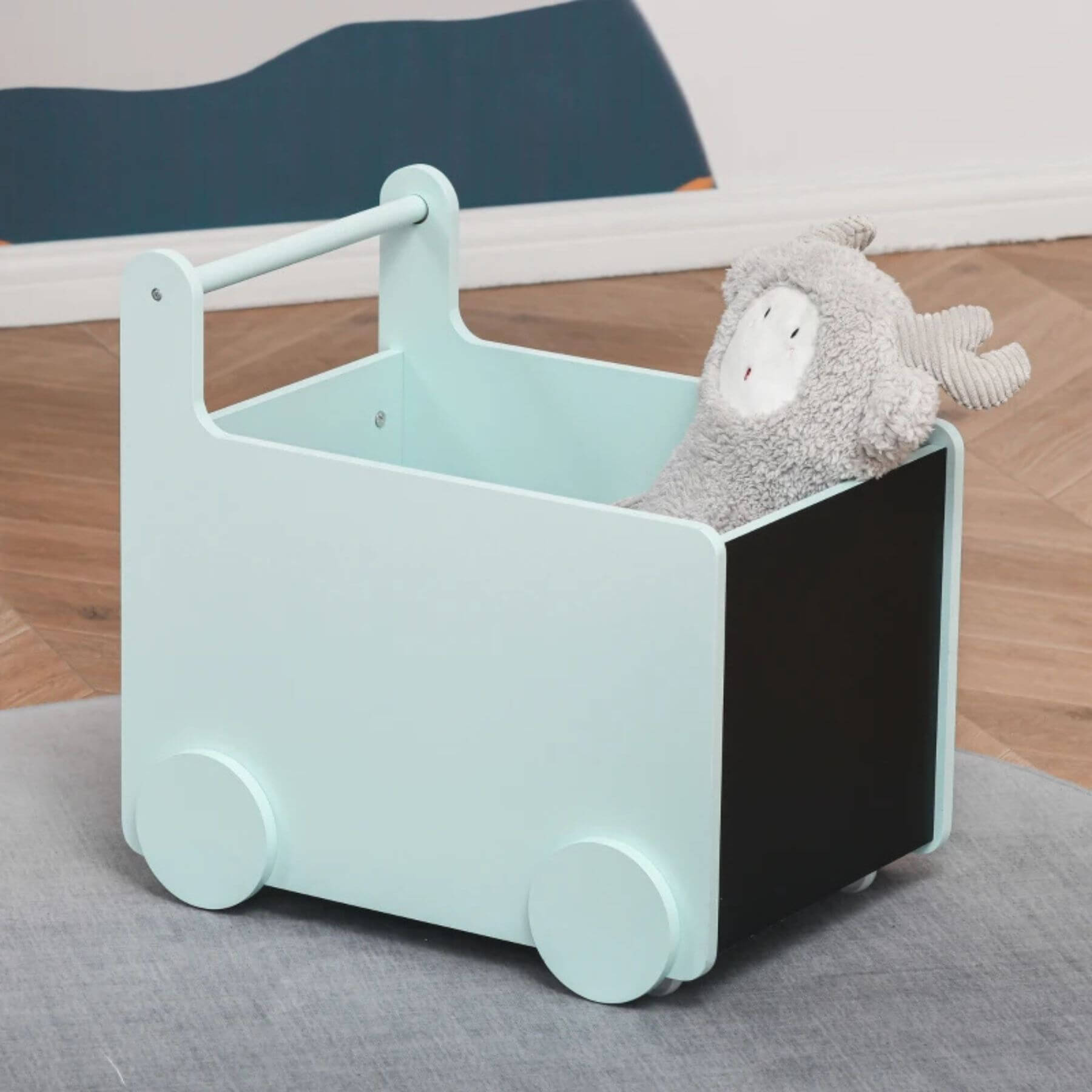 Qaba's Kids' Storage Cabinet, Transport Bookshelf with Wheels Blue