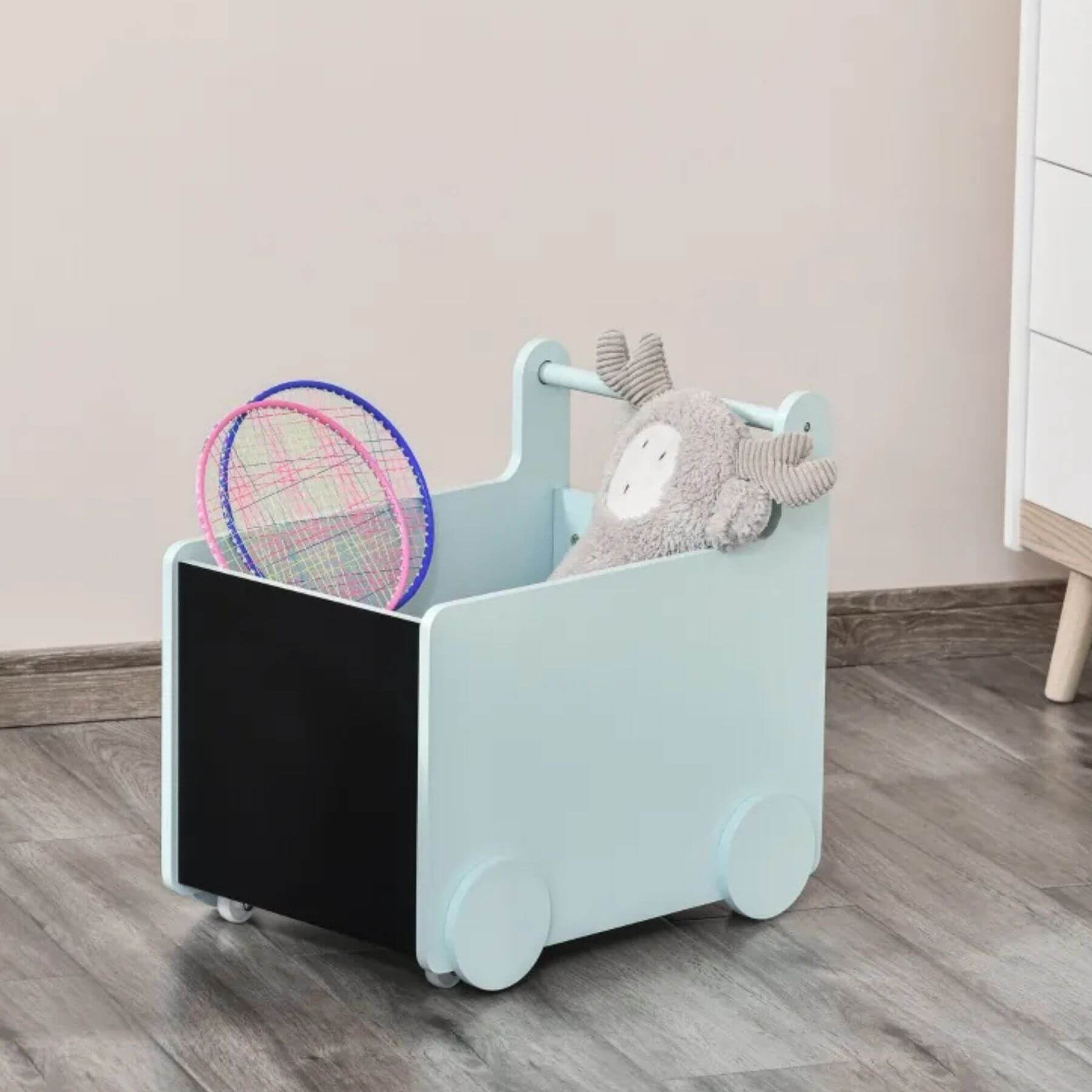 Qaba's Kids' Storage Cabinet, Transport Bookshelf with Wheels Blue