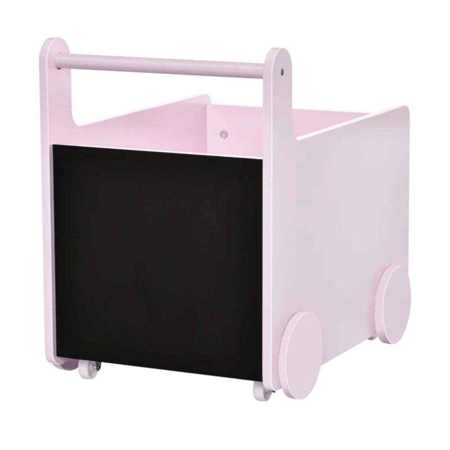 Qaba's Kids' Storage Cabinet, Transport Bookshelf with Wheels Pink